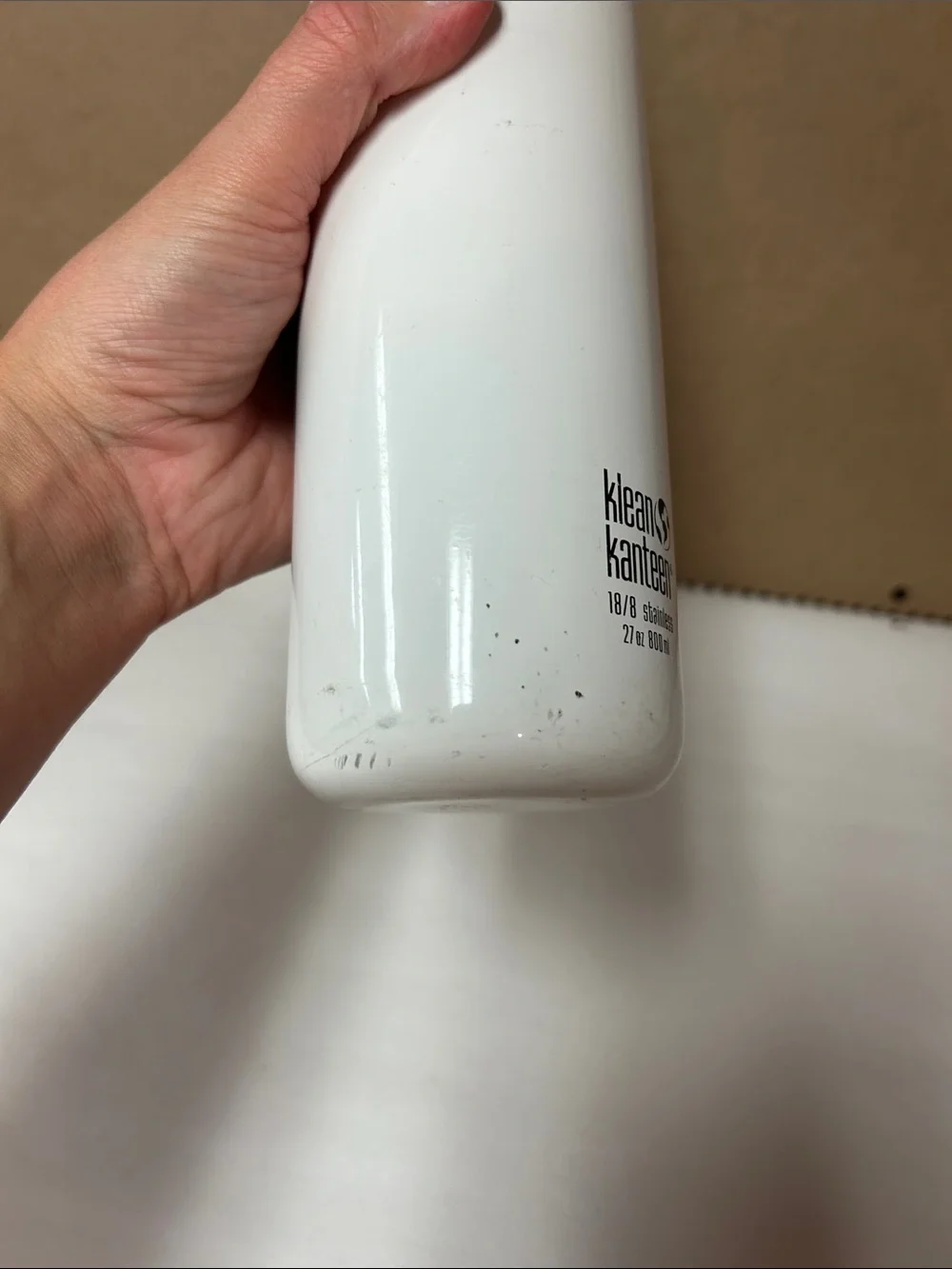 Klean Kanteen White Water Bottle with Black Sport Cap